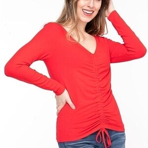 XXL • Ricki's • RUCHED FRONT V-NECK TOP